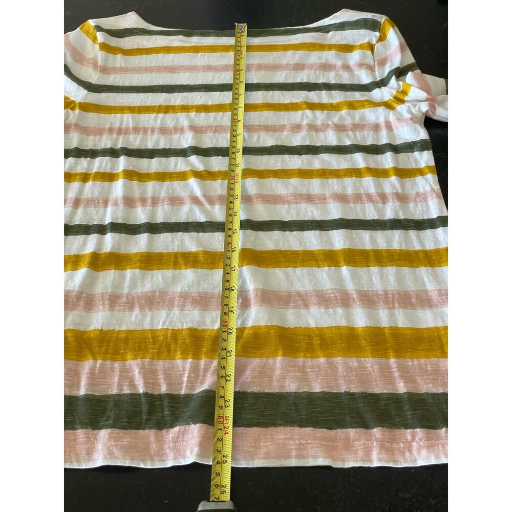 LOFT Outlet 3/4 length sleeve striped tee Medium M 100% Cotton - Picture 7 of 7